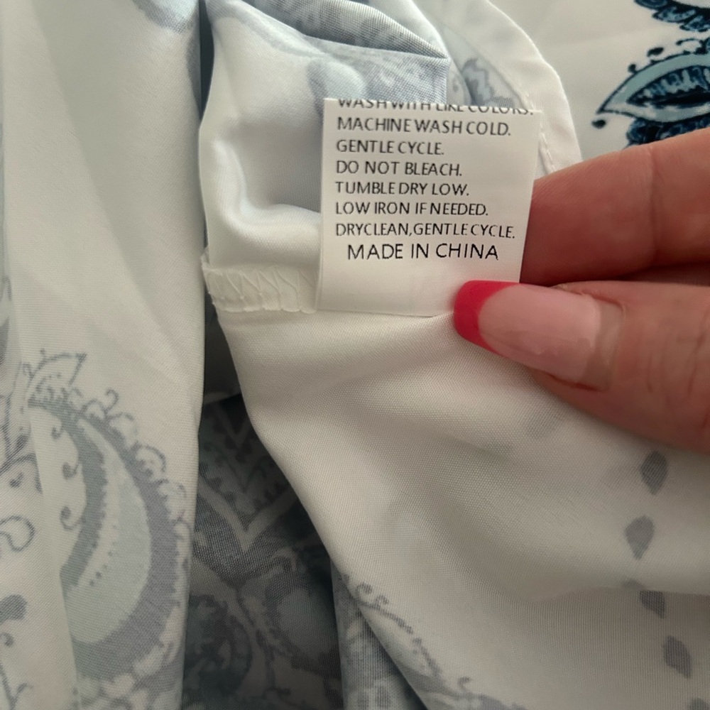 Source Unknown White Tunic Dress with Blue Embroidery - Picture 5 of 5